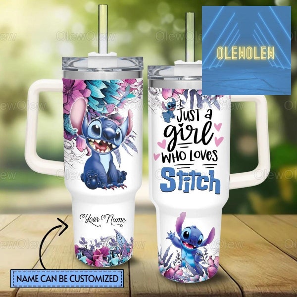 Custom Stitch Tumbler, Cute Stitch Tumbler 40oz, Just A Girl Who Loves Stitch Tumbler, Lilo And Stitch Tumbler, Stainless Steel Tumbler