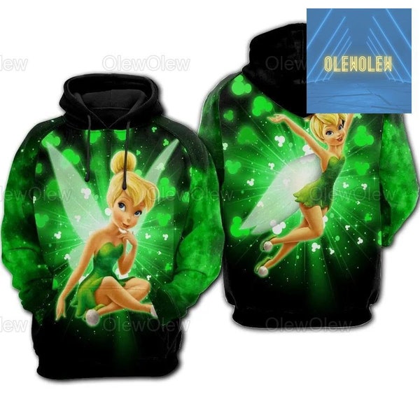 Tinker Bell Hoodie, Tinker Bell Zip Hoodie, Tinker Bell 3D Hoodie, Tinker Bell Unisex Hoodie, Disney Trendy Hoodie Men Women