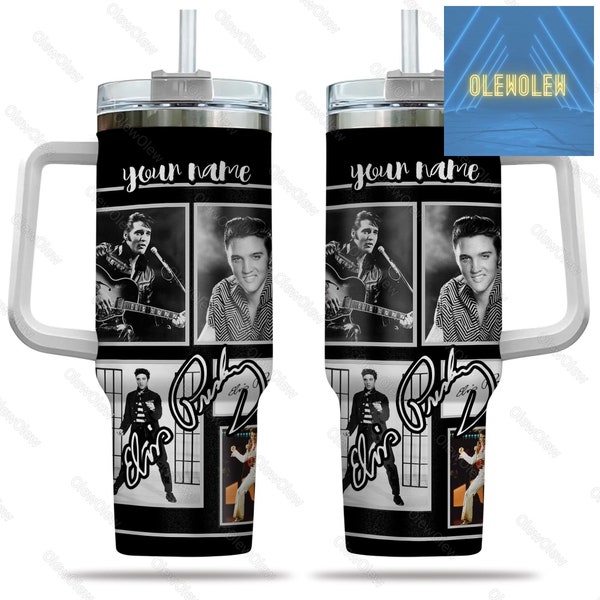 Personalized Elvis Presley Tumbler 40Oz, King Of Rock And Roll Coffee Tumbler Cup, Elvis Presley Insulated Tumbler, Elvis Fans Gift