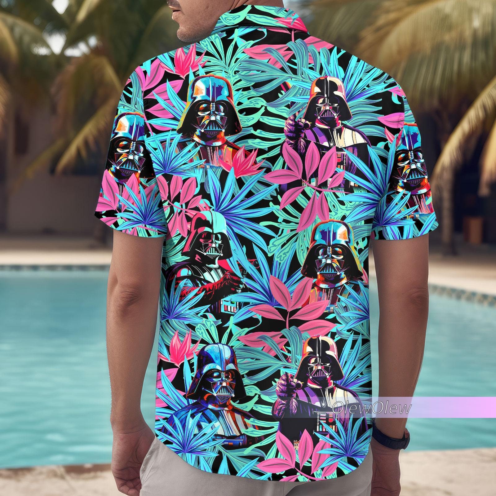Retro StarWars Hawaiian Shirt, Darth Vader Summer Shirt, StarWars Tropical Shirt