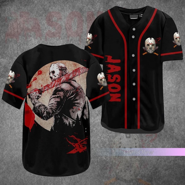 Maillot de baseball Jason Voorhees, chemise Jason Voorhees, chemise de baseball Jason Voorhees, maillot personnalisé, chemise vendredi 13