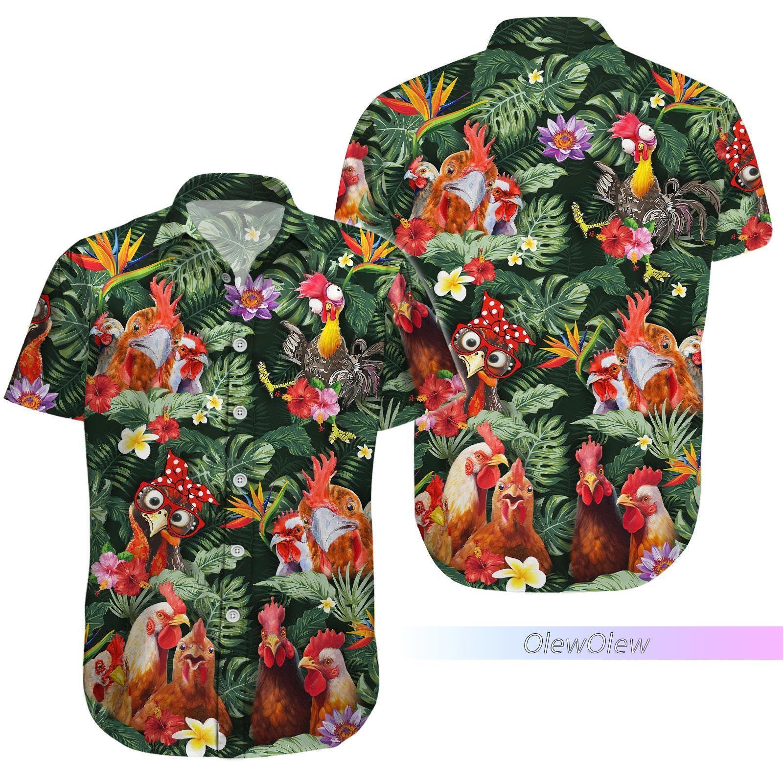 Chicken Hawaiian Shirt, Chicken Button Shirt, Chicken Beach Shirt