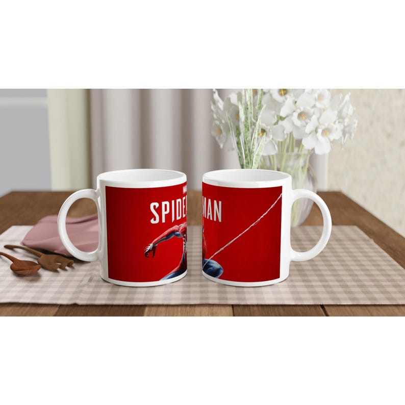 Taza de cerámica blanca de Spiderman de 11 oz imagen 4