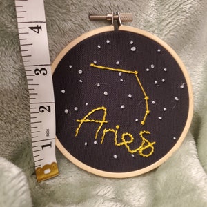 Aries astrology constellation embroidery art, embroidery gift in hoop image 5