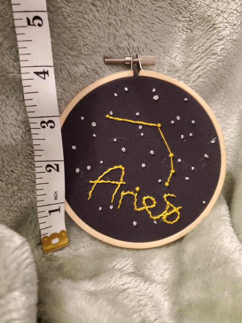 Aries astrology constellation embroidery art, embroidery gift in hoop image 5