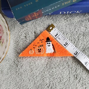 Handmade embroidered bookmark, spooky ghost and pumpkins image 4