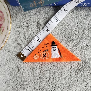 Handmade embroidered bookmark, spooky ghost and pumpkins image 5