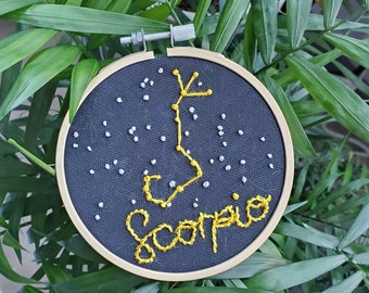 Scorpio astrology constellation embroidery art, embroidery gift in hoop
