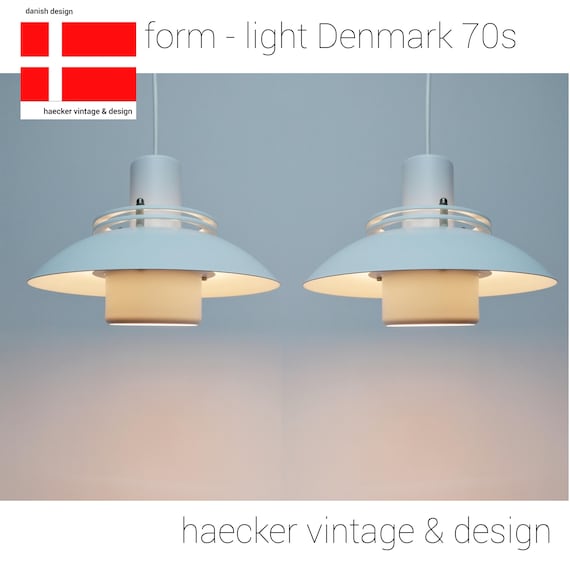 Set of Danish ceiling lights Scandinavian metal pendant lamps for  kitchen dining Form-Light Denmark 1970s