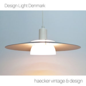 Vintage Danish Pendant Light, Design Light Denmark, Cream White Metal & Plexiglass