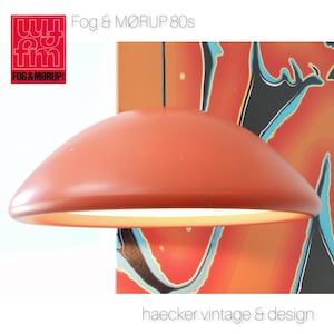 Deense modernistische oranje hanglamp van Bjarne Bo, Fog & Mørup 80s - DATA – | ontwerpicoon | 20e-eeuws ontwerp | Scandinavisch modern