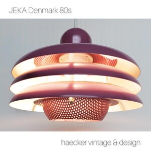 Space Age pendant light from  Jeka - Denmark , purple multi layered ceiling lamp