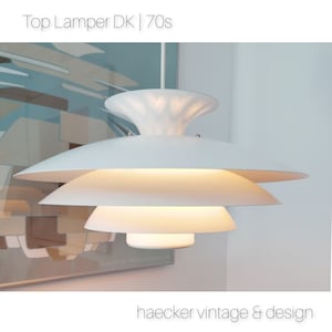 Vintage Deense plafondlamp | Toplamp Denemarken | Jaren &#39;70 &#39;80 | Modern design uit het midden van de eeuw | Retro witte verlichting voor woonkamer of eetkamer