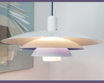 Rare vintage Danish ceiling lamp by Form-Light Denmark, 1970s — white multi-layered design, ideal for mid-century modern homes