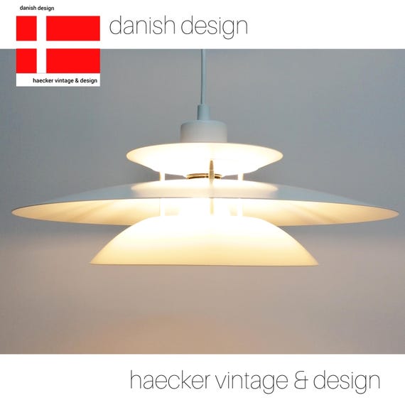 Danish Design Mid-century White Pendant Light by Dana Light
