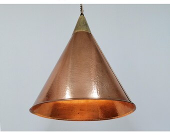 Lampe à suspension en cuivre de design danois - Cuivre fabriqué à la main dans les années 70 |  milieu du siècle moderne |