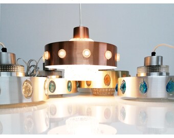 Suspension vintage Vitrika Danemark en cuivre, design scandinave moderne Mid-Century