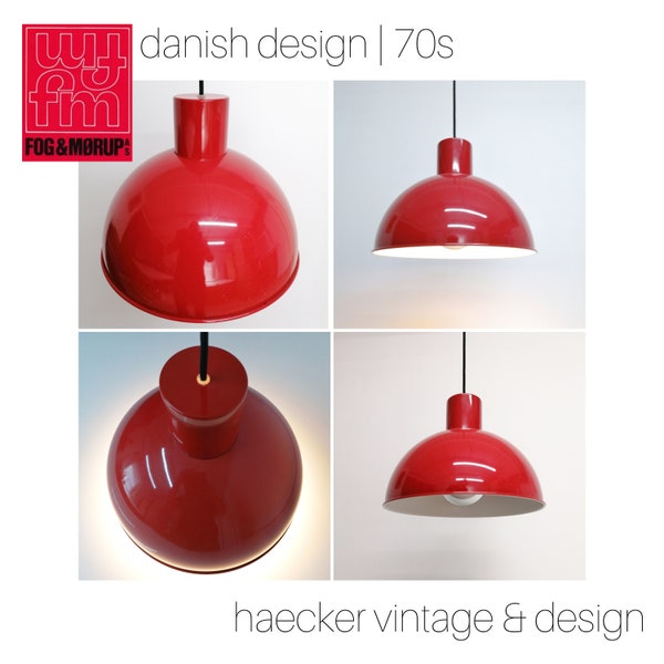 Mid-century red pendant light "Bunker" by Jo Hammerborg for Fog & Mørup. Denmark 1970s | danish design