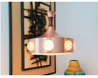 Lampe à suspension Lyskær vintage en cuivre, design moderne danoise Mid-Century