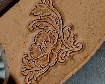 3D Floral Leather Stamp Mold, Acanthus Scroll Leather Stamp, Western Flower Leathercraft Mold for Wallet Bags Journal Covers