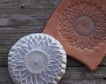 Sunflower Leather Stamp Mold, 3D Floral Leather Stamp, Single Sided Flower Leathercraft Mold for Wallet Bags