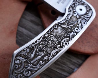 Engraved Utility Knife, Dog EDC Box Cutter, Hunting Dog Bird Dog Gift, Vintage Stainless Steel Pocket Tool