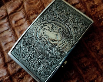 Tiger Belt Buckle, Engraved Metal Belt Buckle for Men, Ornate Statement Buckle, Leather Belt Hardware, Gift for Him