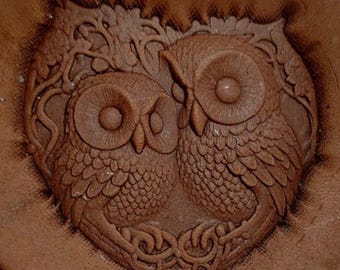Owl Leather Embossing Mold: Handmade Animal Stamp (56mm)
