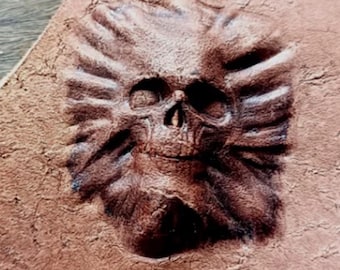3D Skull Leather Embossing Mold Metal Stamp for Vegetable Tanned Leather Horror Gothic Style Leathercraft Tool Handmade Skull Stamp