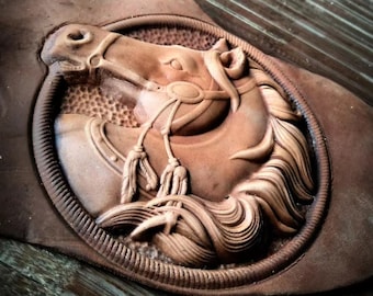 3D Horse Head Embossed Metal Leather Embossing Stamper leather emboss stamp engraving printing tool handmade animal leather tool Two Size