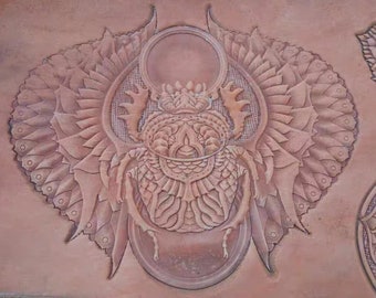 Scarab beetle 3D mold, handmade leather mold, metal leather embossed 3D mold, scarab pattern