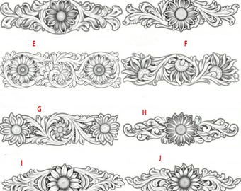 Custom Flora leather stamp, Leather stamp mold Handcrafted Leather Flower Embossed Decorative Panel Unique Leather Tooling Art -1