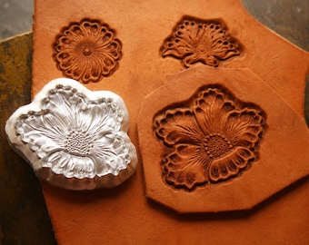 Carimbo de couro com desenho floral pequeno, 3 opções de estilo, molde de alumínio para relevo em couro curtido vegetal, ferramenta para prensar presilhas de cabelo