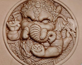 3D leather embossing mold for the God of Wealth, 3D aluminum mold for handmade leather goods, relief embossing mold