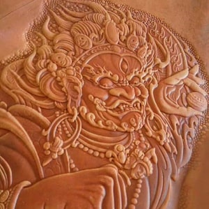 Vintage Chinese Carving Leather Patterns, Zhongkui, Big Leather Mold ...