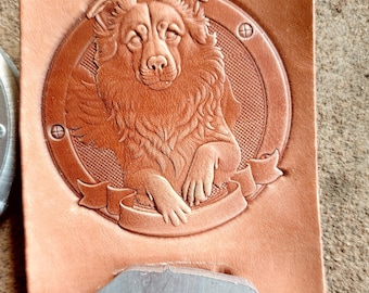 Dog Leather Stamp – Doggy leather mold Collection: Border Collie Design | DIY Embossing Tool for Veg Tan Leather