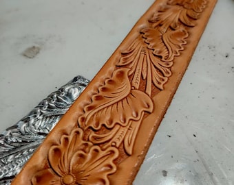 Repeatable Floral Border Leather Stamp Mold, 38x163mm Belt Strap Embossing Mold, Western Flower Leathercraft Tool