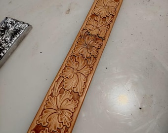 Repeatable Daisy Floral Border Leather Stamp Mold, 38x167mm Belt Strap Embossing Mold, Western Flower Leathercraft Tool