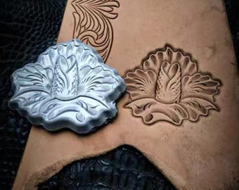 Tang Grass Flower Leather Embossing Mold: 3D Carving, 64x62mm