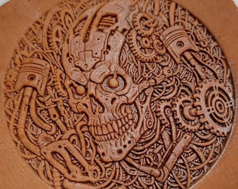 3D cyber skull-shaped leather embossing mold, a personalized leather stamp mold suitable for leather craft projects