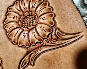 Coleção de Moldes Florais para Couro C, 7 Opções de Estilo A-G, Carimbo Floral para Couro de Peça Única, Molde de Relevo para Artesanato em Couro Curtido Vegetal