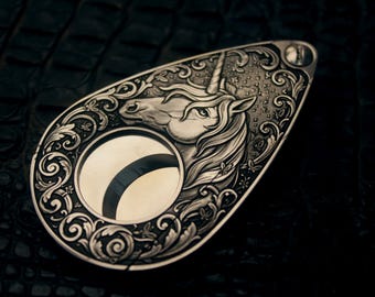Unicorn Engraved Stainless Steel Cigar Cutter, Thickened Cigar Guillotine, Fantasy Baroque Cigar Accessory Gift