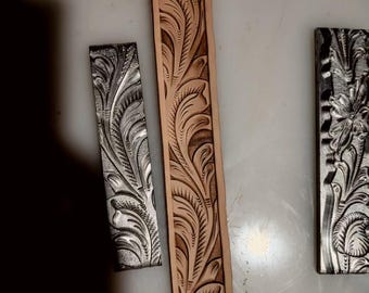Molde para carimbo de couro estilo Western Scroll para cinto, ferramenta de gravação em relevo infinita para correias, padrão contínuo para artesanato em couro, 145 x 30 mm