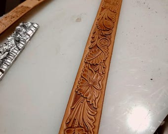 Floral Border Leather Stamp Mold, Long Acanthus Scroll Belt Stamp, 3D Leather Embossing Mold for Straps Wallets
