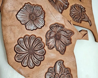 Coleção de Carimbos de Couro com Flores I, 10 Opções de Estilo, Molde de Alumínio para Relevo em Couro Curtido Vegetal, Ferramenta de Prensa Floral