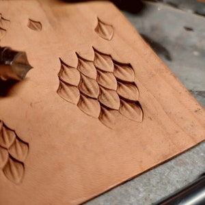 Fantasy dragon scale texture stamp for veg tan leather