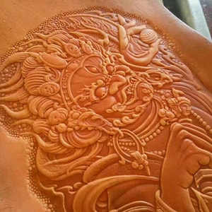 Vintage Chinese Carving Leather Patterns, Zhongkui, Big Leather Mold ...