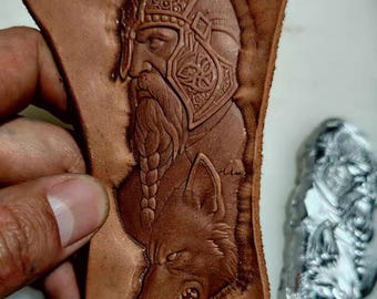 Viking Warrior and Wolf Leather Embossing Mold 3D Metal Stamp Handmade Tool for Vegetable Tanned Leathercraft