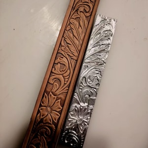 Western-Blumen-Gürtel-Lederstempelform, 185 x 30 mm, endlos wiederholendes Prägewerkzeug, Akanthus-Riemen-Lederhandwerksstempel