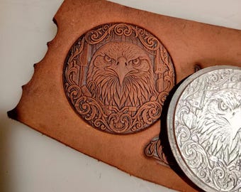 Round Leather Stamp Mold, Horse Eagle Embossing, Western Style Press (78mm)